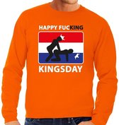 Oranje Happy fucking Kingsday sweater heren L