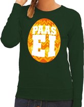 Paas sweater groen met oranje ei voor dames XS