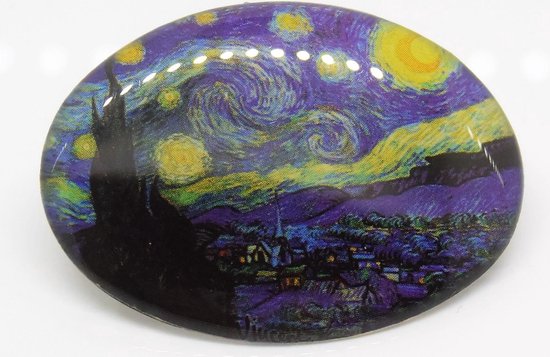 2 stuks klein (kinder) haarclipje 4 cm, sterrennacht Vincent van Gogh