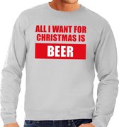 Foute kersttrui / sweater All I Want For Christmas Is Beer grijs voor heren - Kersttruien S (48)