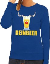 Foute kersttrui / sweater Reinbeer blauw voor dames - Kersttruien XS (34)