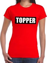 Topper t-shirt rood dames - tekst t-shirt Topper in zwarte balk - dames XS