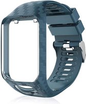 Carbon Look Bandje Donkerblauw voor TomTom Smartwatch – Horlogeband voor Spark 2 3 Runner 2 3 – Army Blue