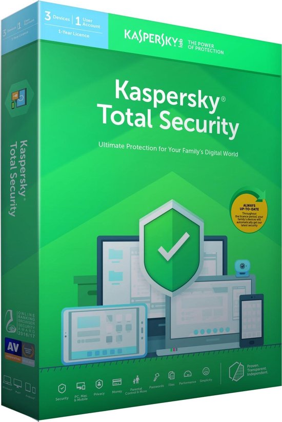 Kaspersky Total Security - Multi-Device - 3 Apparaten - 1 Jaar - Nederlands / Frans - Windows / Mac Download