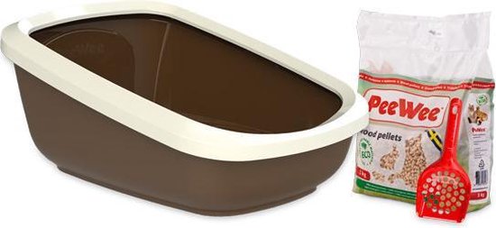 PeeWee EcoGranda XXL Kattenbak Startpakket Bruin/Ivoor - 66,5 x 48,5 x 28 cm