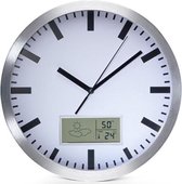 Wandklok aluminium met thermometer en hygrometer