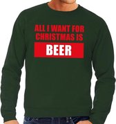 Foute kersttrui / sweater All I Want For Christmas Is Beer groen voor heren - Kersttruien S (48)