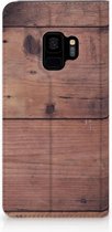 Geschikt voor Samsung Galaxy S9 Flip Style Cover Old Wood