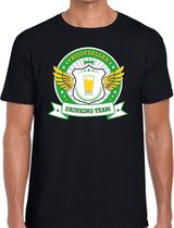 Zwart vrijgezellenfeest drinking team t-shirt groen geel heren M