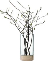 LSA Grand Vase ou Lanterne Lotta - Avec Base en Bois - 62 cm - Transparent