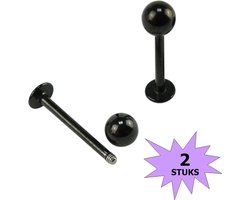 Fako Bijoux® - Labret Piercing - 4mm - Zwart - 2 Stuks