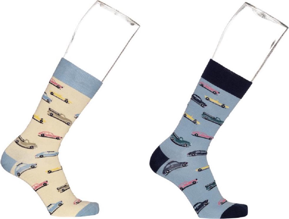 Inzet Vorige schipper Retro Car socks - Vintage Auto sokken - set van 2 paar sokken - Bonnie Doon  - maat 40/46 | bol.com