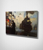 Steam Engine - Painting Canvas - 120 x 80 cm - Schilderij - Canvas - Slaapkamer - Wanddecoratie  - Slaapkamer - Foto op canvas