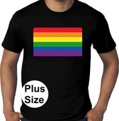 Grote maten regenboog vlag gay pride t-shirt zwart heren 4XL