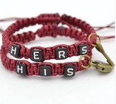 Couple bracelets | His lock, hers key | bordeaux rood | relatie kado | armbandenset