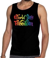 World gay freedom gaypride tanktop zwart heren L