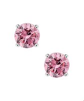 TFT Oorknoppen Zirkonia Zilver Gerhodineerd Glanzend 6mm roze