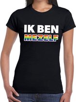 Gay pride Ik ben mezelf t-shirt - zwart regenboog shirt voor dames - Gaypride S