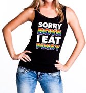 Sorry boys i eat pussy gaypride tanktop/mouwloos shirt - zwart lesbo singlet voor dames - Gay pride S
