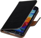 Zakelijke Book Case Telefoonhoesje Geschikt voor de Samsung Galaxy S5 Mini - Portemonnee Hoesje - Pasjeshouder Wallet Case - Zwart
