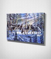 Wolves In Winter - 30 x 40 cm - Schilderij - Canvas - Slaapkamer - Wanddecoratie  - Slaapkamer - Foto op canvas