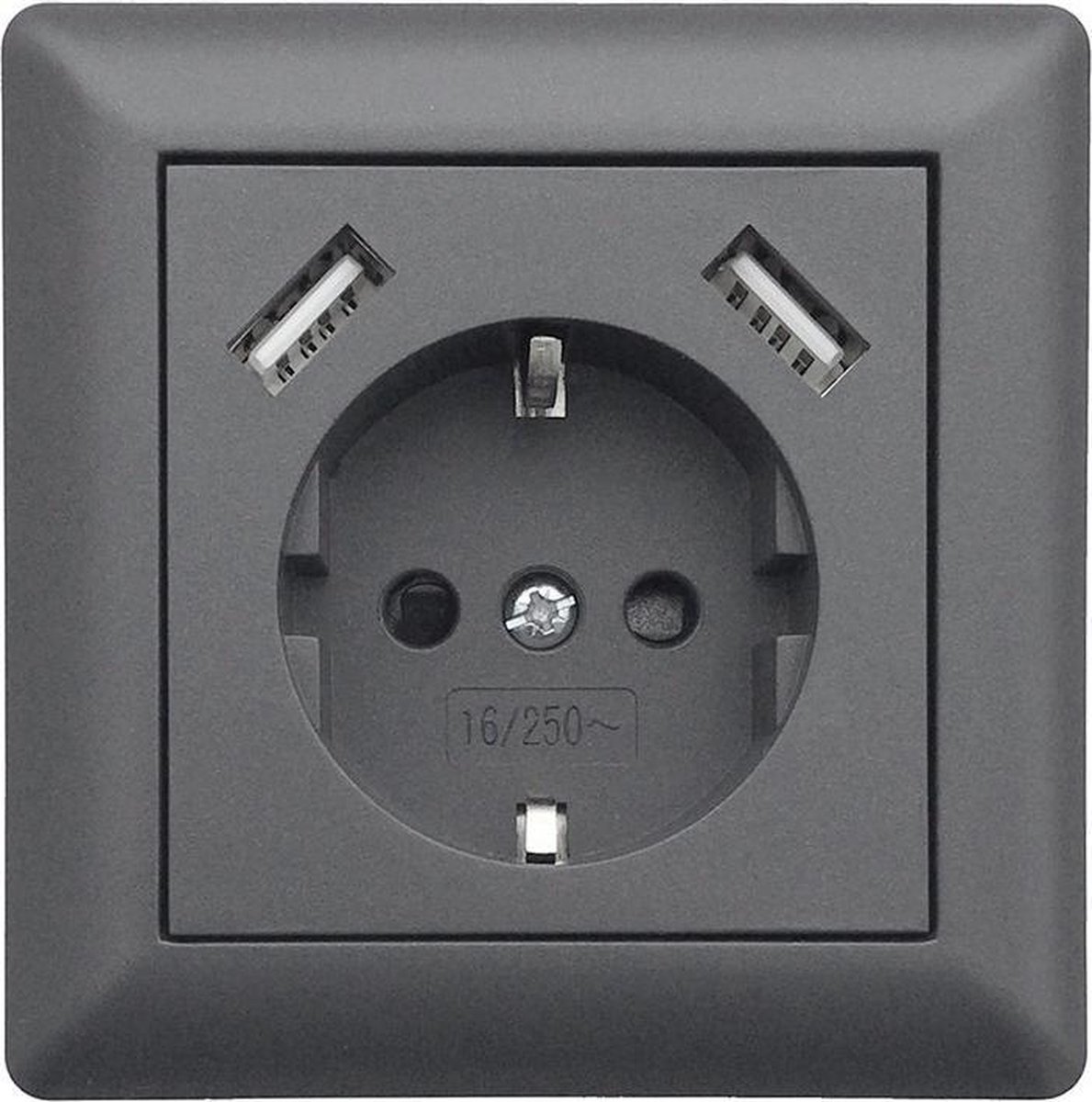 Droogte Lijkenhuis zak LEDmaxx USB1003 1-voudig Inbouwstopcontact Met USB, Kinderbeveiliging  Antraciet | bol.com