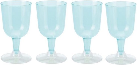 4x Blauwe plastic wijnglazen 170 ml - Kunststof wegwerp glazen voor wijn |  bol.com