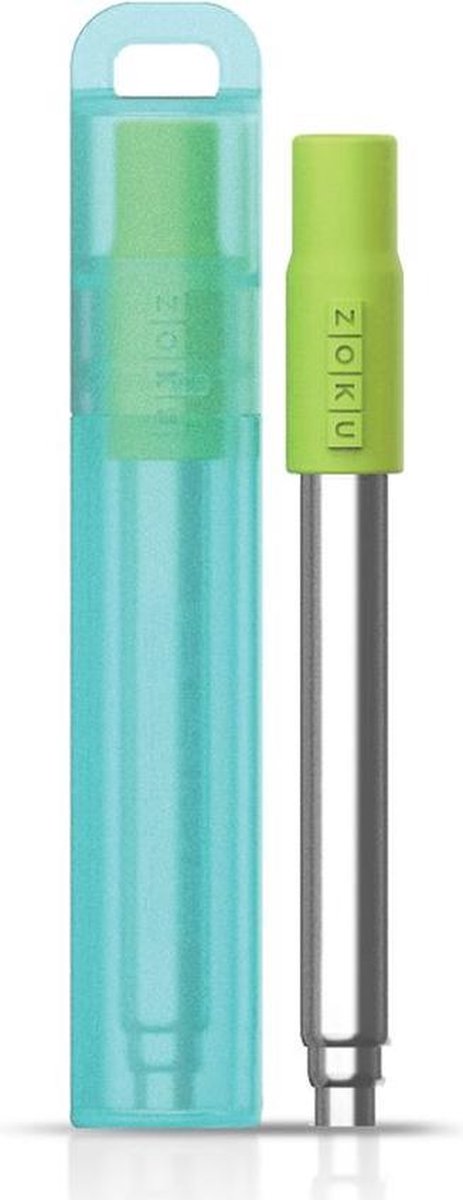 Herbruikbaar Rietje, RVS/Siliconen, Groen - Zoku | Pocket Straw