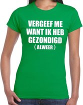 Vergeef me tekst t-shirt groen dames XS