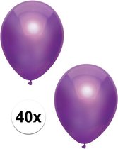 40x Paarse metallic ballonnen 30 cm - Feestversiering/decoratie ballonnen paars