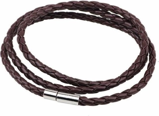 Fako Bijoux® - Bracelet wrap - Tressé - Fermeture à épingle - Marron foncé