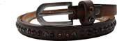 lederen riem studs cognac smal-95 cm