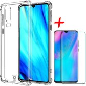 Huawei P30 Hoesje - Anti Shock Proof Siliconen Back Cover Case Hoes Transparant - Tempered Glass Screenprotector