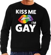 Kiss me i am gay sweater shirt zwart voor heren S