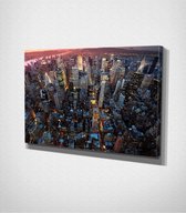 New York City At Night Canvas - 30 x 40 cm - Steden - Schilderij - Canvas - Slaapkamer - Wanddecoratie  - Slaapkamer - Foto op canvas