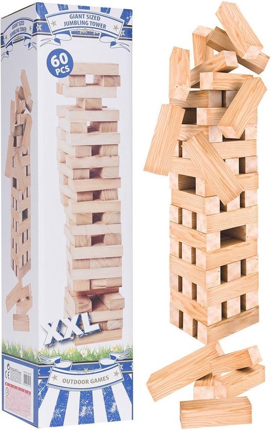 Afbeelding van het spel Outdoor Games Stapeltoren XXL - hout - 60 delig