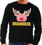 Foute kersttrui / sweater braindeer zwart voor heren - Kersttruien M (50)