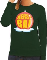 Foute kersttrui kerstbal rood op groene sweater voor dames - kersttruien M (38)