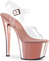 Pleaser - SKY-308 Sandaal met enkelband, Paaldans schoenen - Paaldans schoenen - 44 Shoes - Roze/Transparant