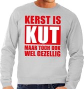 Foute Kersttrui Kerst is kut maar toch ook wel gezellig grijs voor heren XL (54)