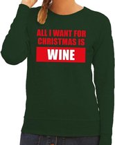 Foute kersttrui / sweater All I Want For Christmas Is Wine groen voor dames - Kersttruien M (38)