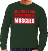 Foute kersttrui / sweater All I Want For Christmas Is Muscles groen voor heren - Kersttruien XL (54)