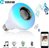 Vontar Bluetooth Speaker LED Lamp - Energiebesparende LED Lamp met Afstandsbediening voor 12 Kleuren - E27 Licht ingang - 6W Luidspreker - Kwaliteit Box en Lamp in 1 - Maak van elke donkere K