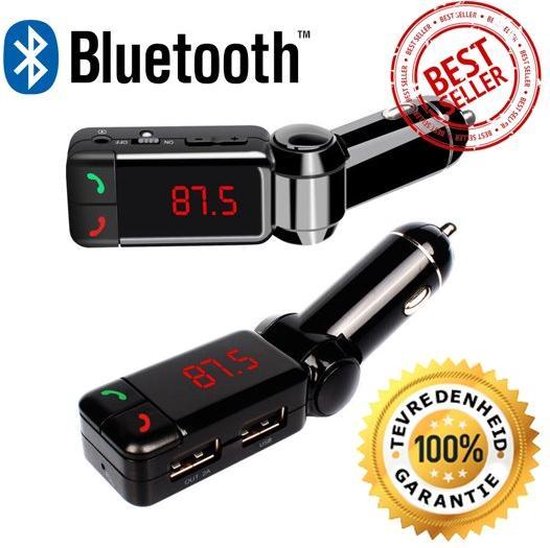 Bluetooth Handsfree Carkit + FM Transmitter + 2 USB poorten Premium