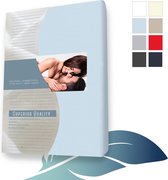24-Bedding - Duopak (2 stuks) - Jersey Hoeslaken - Extra zacht - 97% katoen - 3% Elastaan - 70x220 cm - licht Blauw - 30 cm