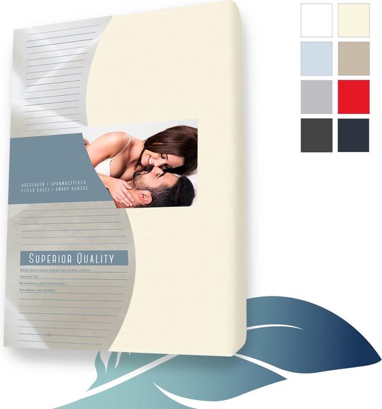 24-Bedding - Duopak 2 stuks !! - Jersey Hoeslaken - Extra zacht - 97% katoen - 3% Elastaan - 80x200 cm - Beige - 30 cm