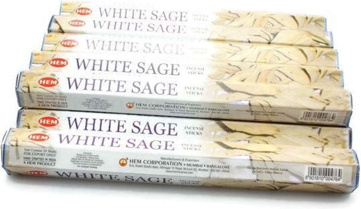 HEM -Witte Salie - White sage wierook 12 pakjes, 20 stokjes per pakje - Hem