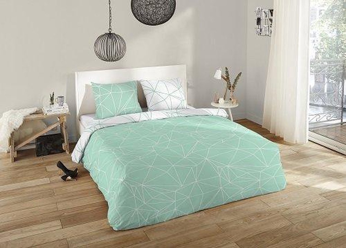 Dekbedovertrek Mint Triangles Flanel 2persoons 200x200/220