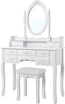 Nancy's Luxe Kaptafel Set – Make-up Tafel Met 3 Spiegels & Kruk – Make-up Organizer - Wit