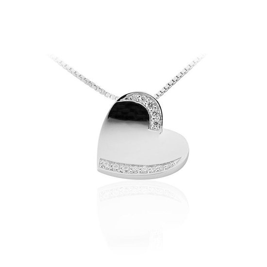 Juwelier Emo - Zilveren Ketting met hanger - Hart Ketting Zilver - 01113 - 42 CM